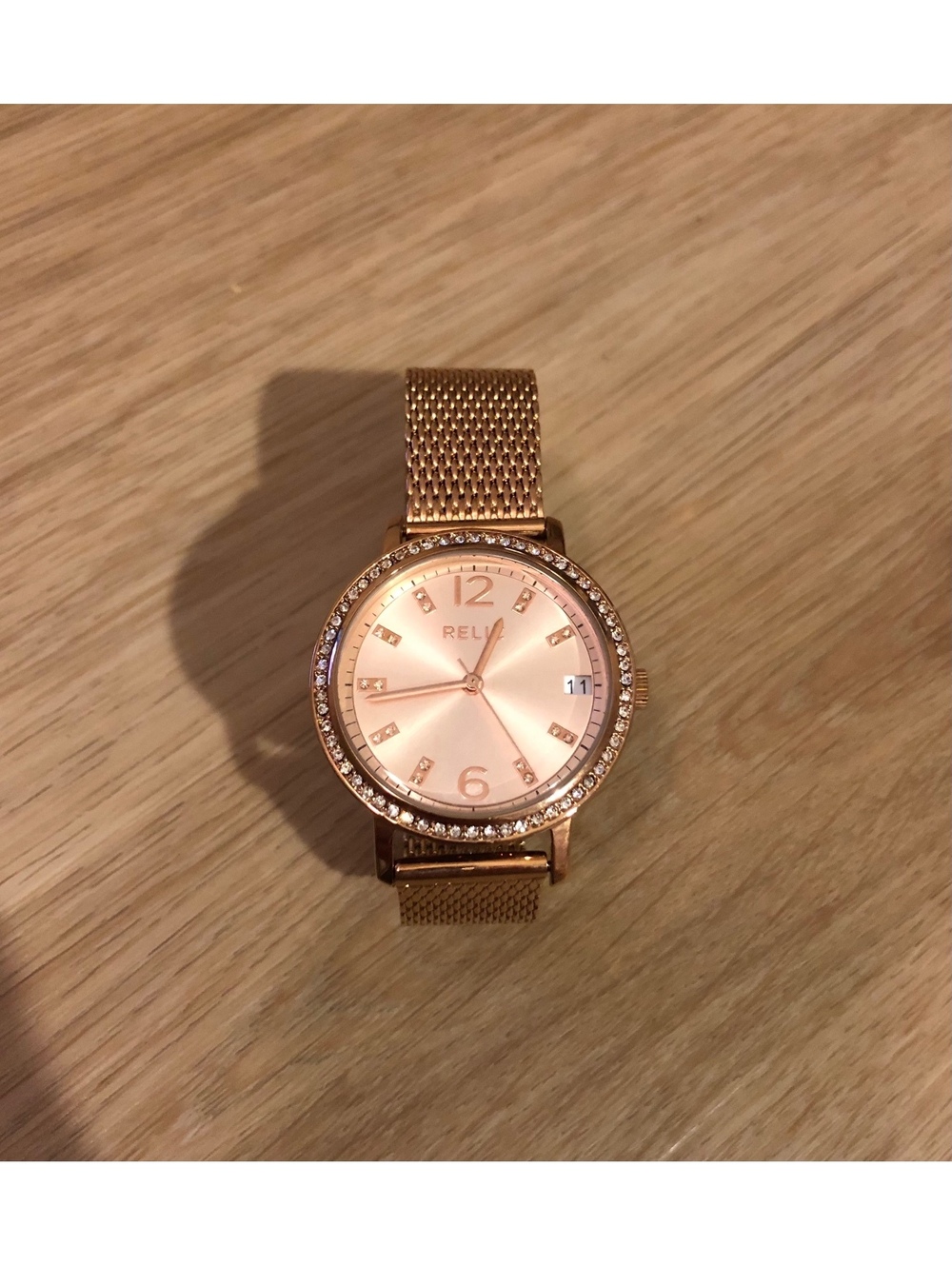 RELIC BY FOSSIL ROSE GOLD LADIES WOMENS WATCH CRYSTAL ZR34399 METAL BAND